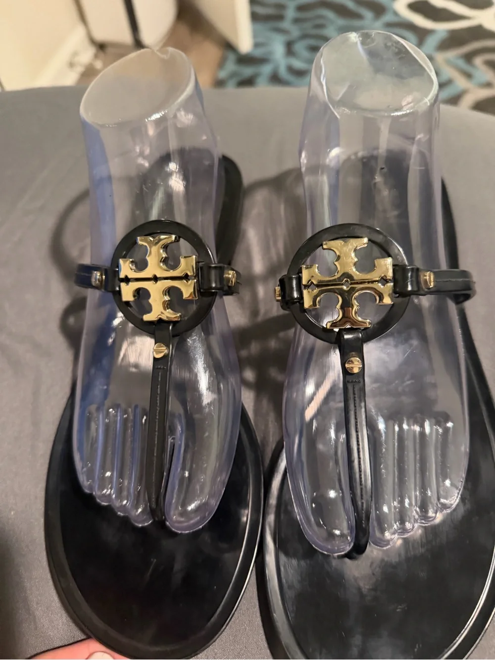 Tory Burch Mini Miller Jelly Sandal in Perfect Black with Gold Logo